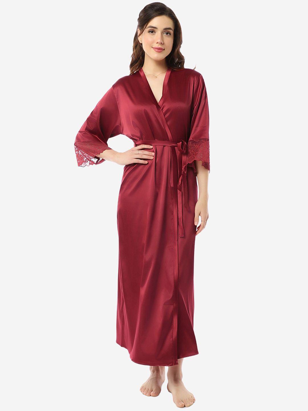 amante lace detailed maxi-length robe