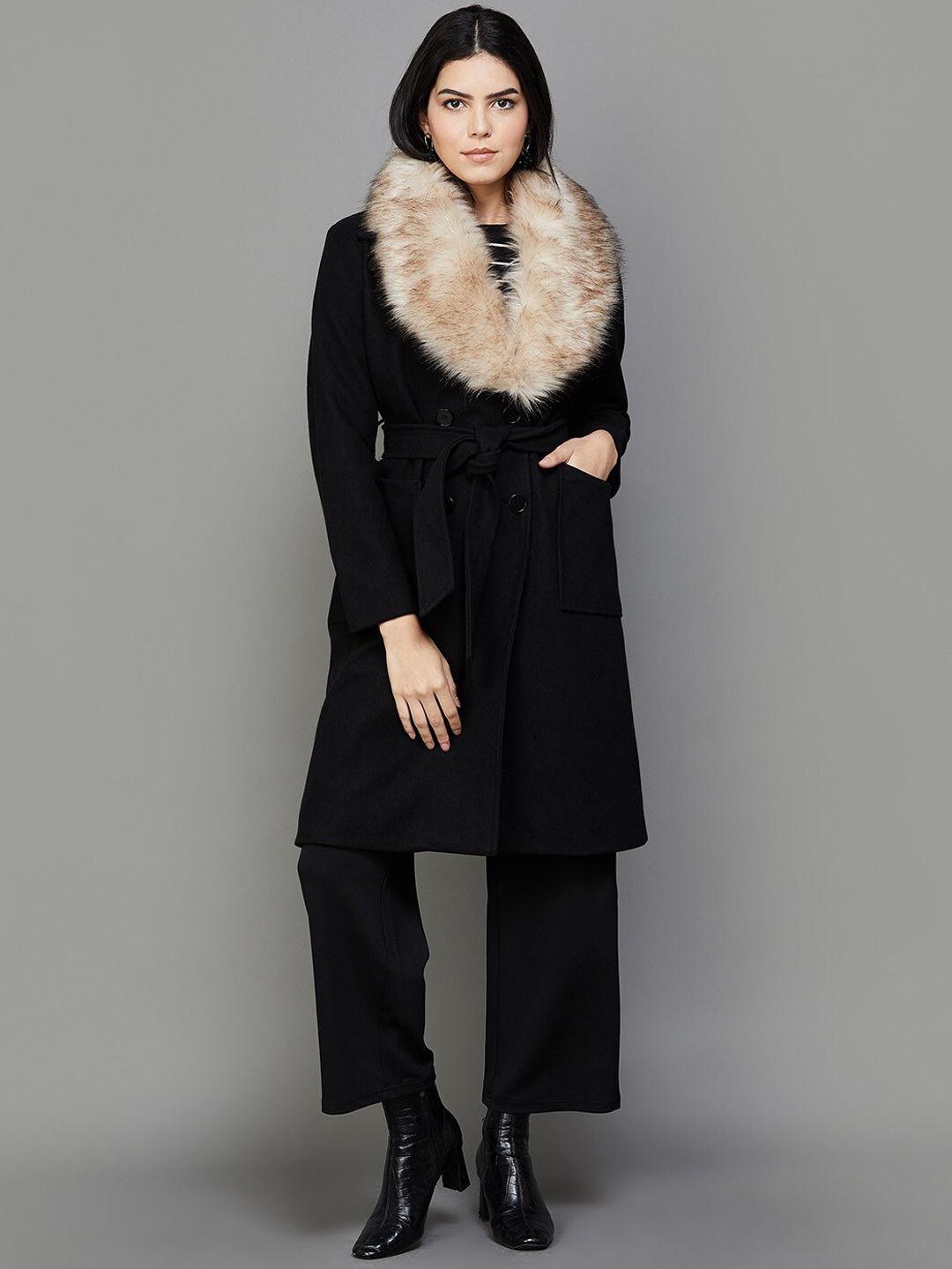 code by lifestyle  faux fur trim longline parka jacket