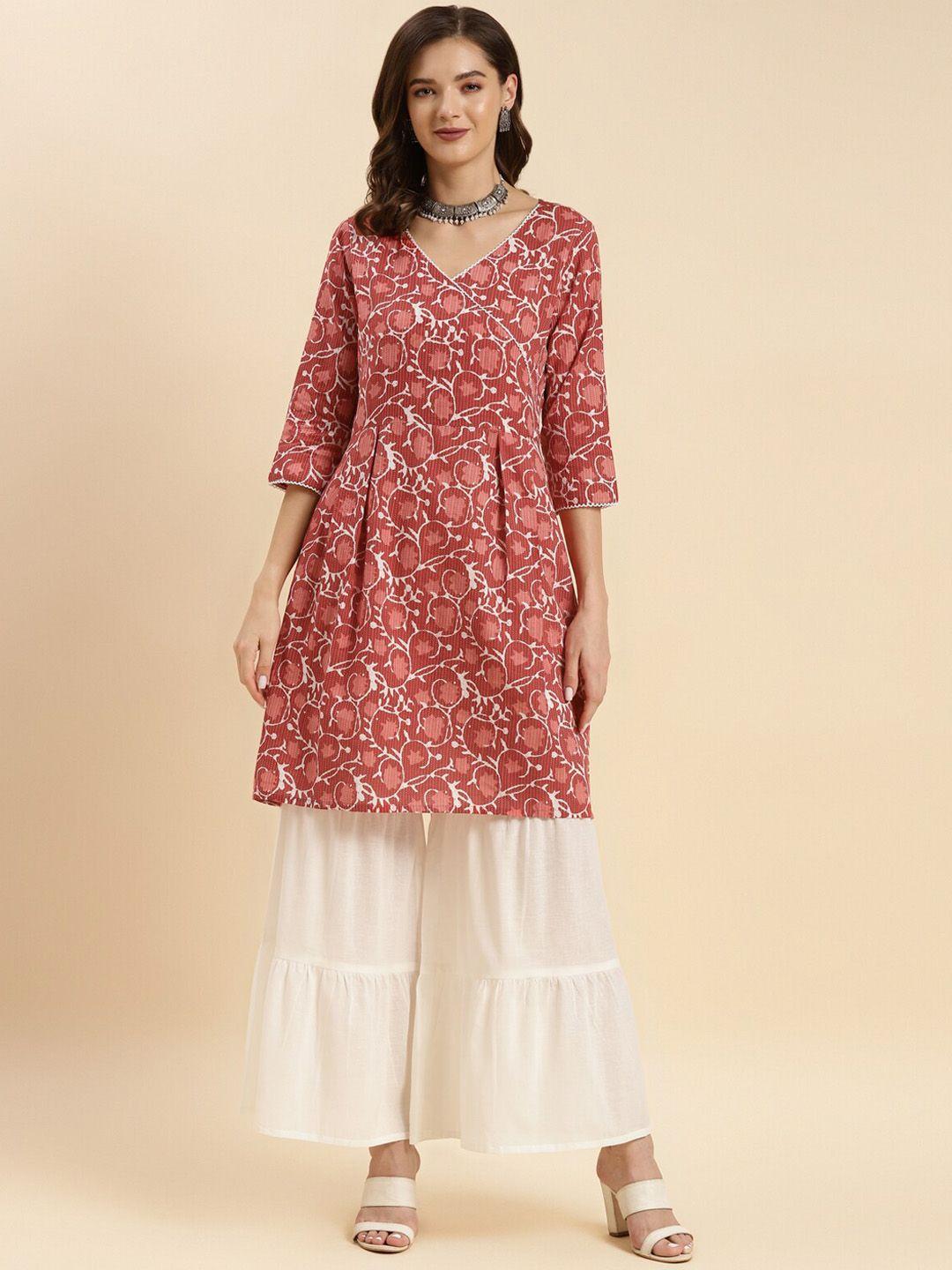 rangita floral printed a line kurta with sharara