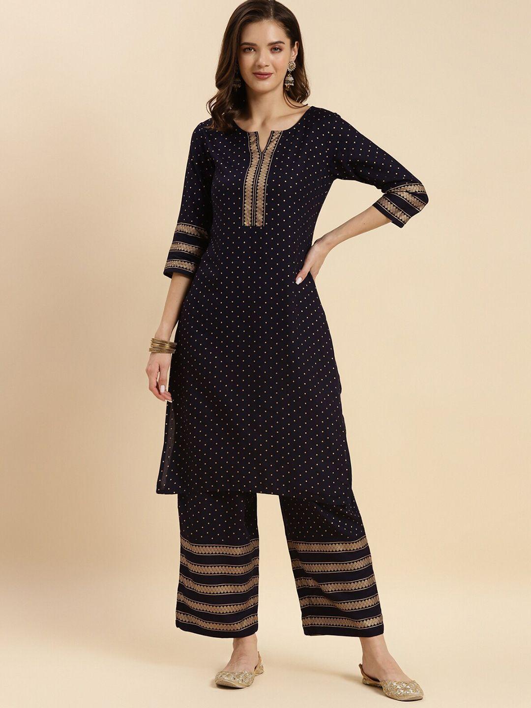 rangita geometric printed straight kurta with trousers