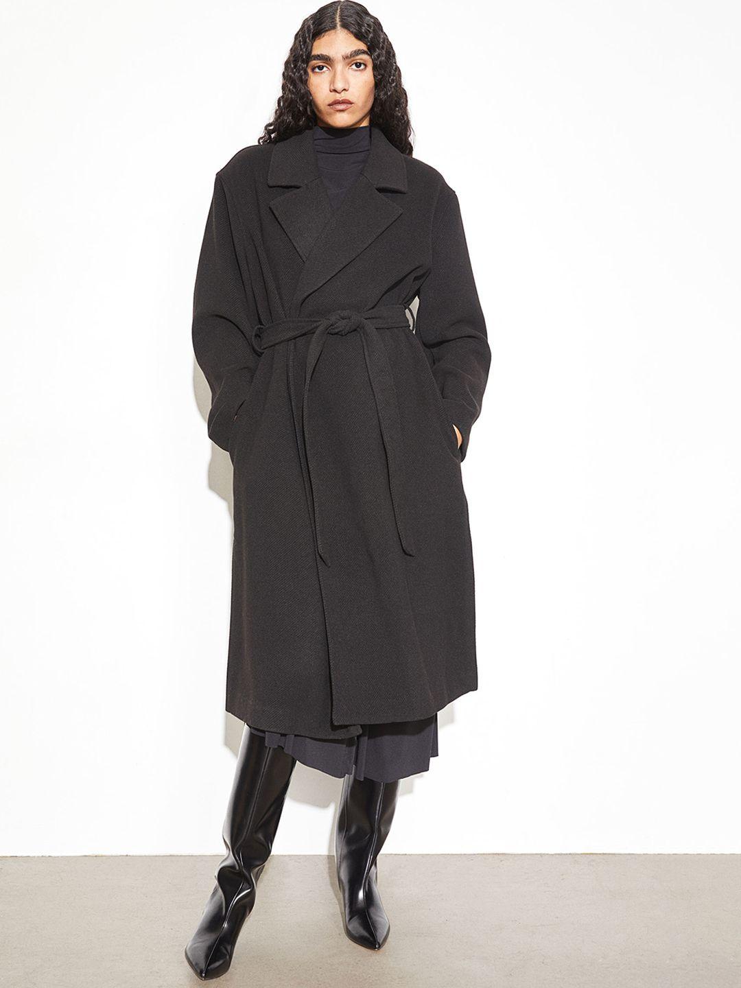 h&m tie-belt overcoat