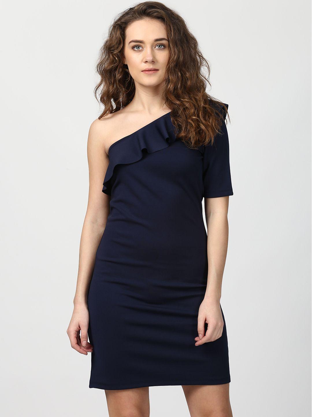 harpa women navy blue solid bodycon dress