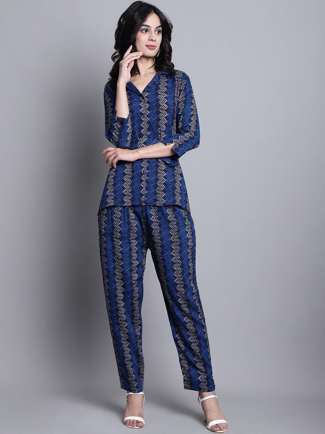 aawari geometric printed  shirt & trousers