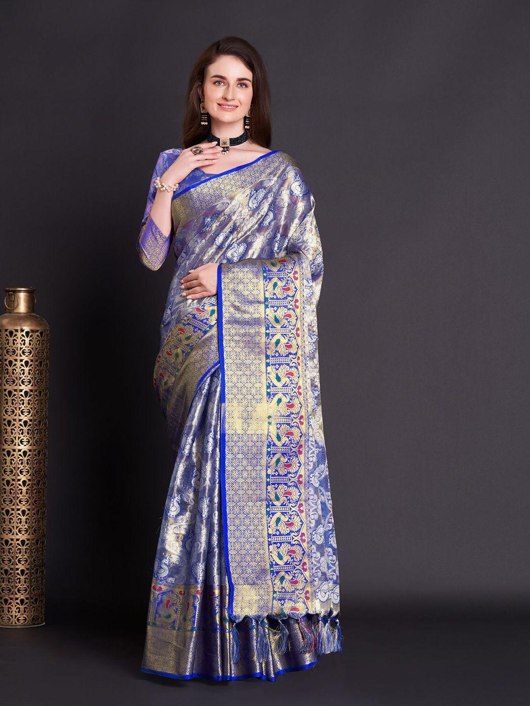 anouk ethnic motifs woven design zari detail tussar saree