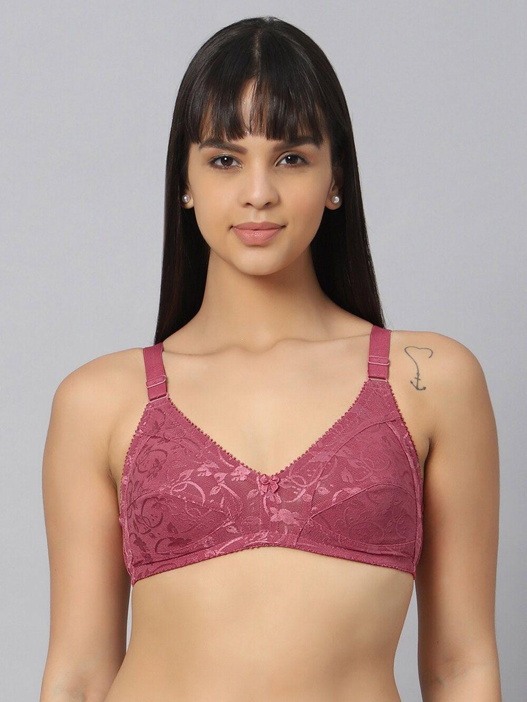 bluenixie floral self design full coverage non padded everyday bra with all day comfort