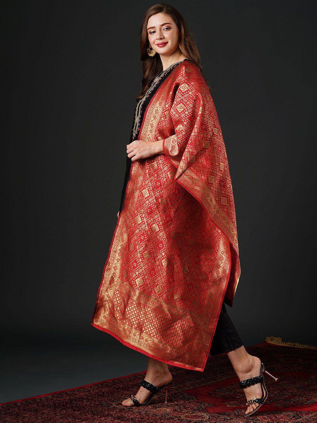 indo era ethnic motifs yoke design zari kurta & trousers with dupatta