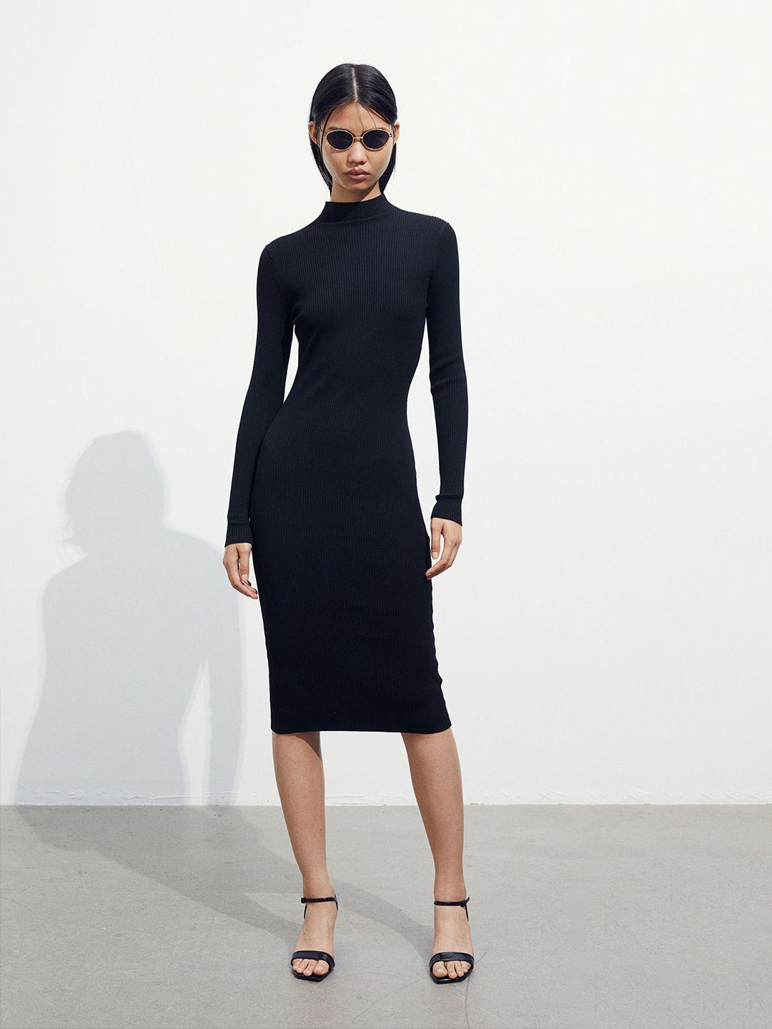 h&m women rib-knit turtleneck dress