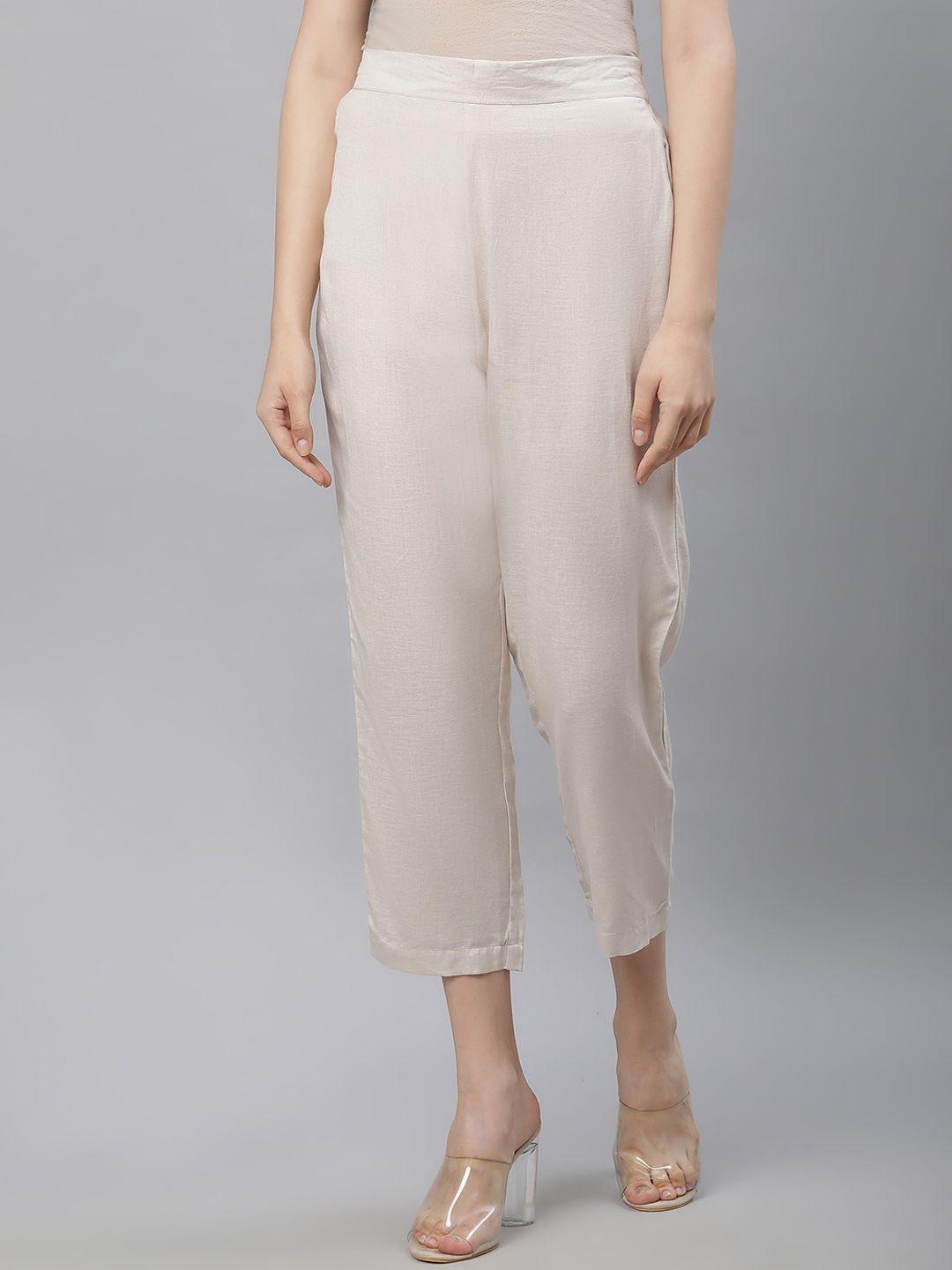 linen club woman women straight fit cropped linen trousers