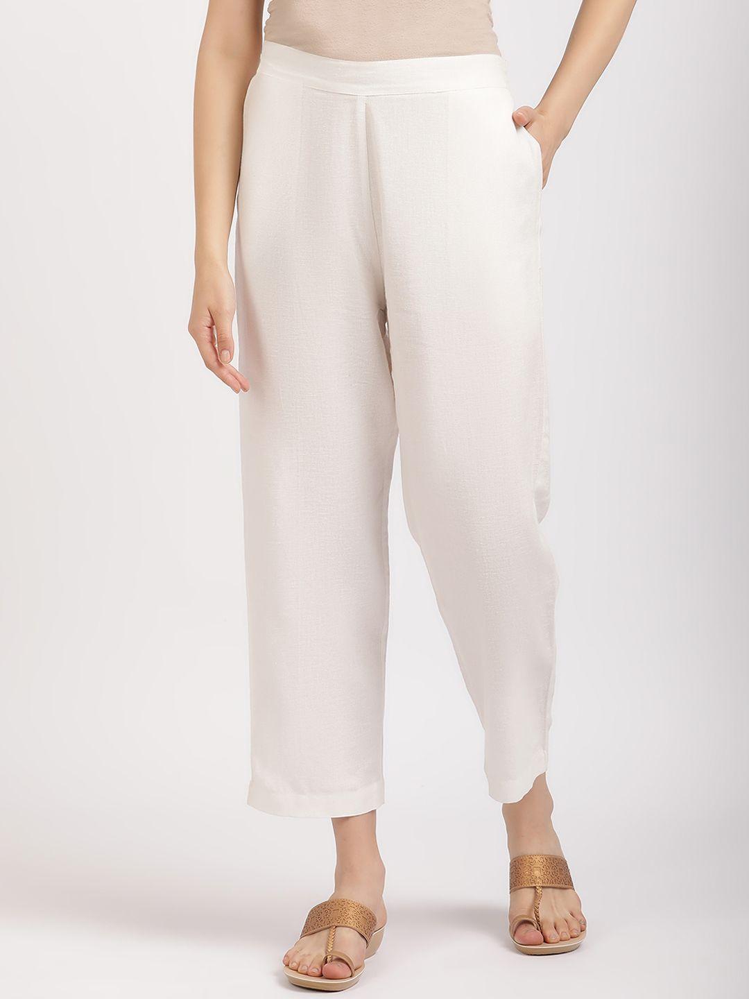 linen club woman women straight fit cropped linen parallel trousers