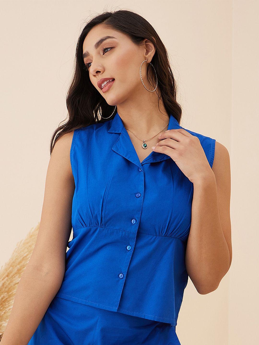 carlton london sleeveless cotton shirt style top