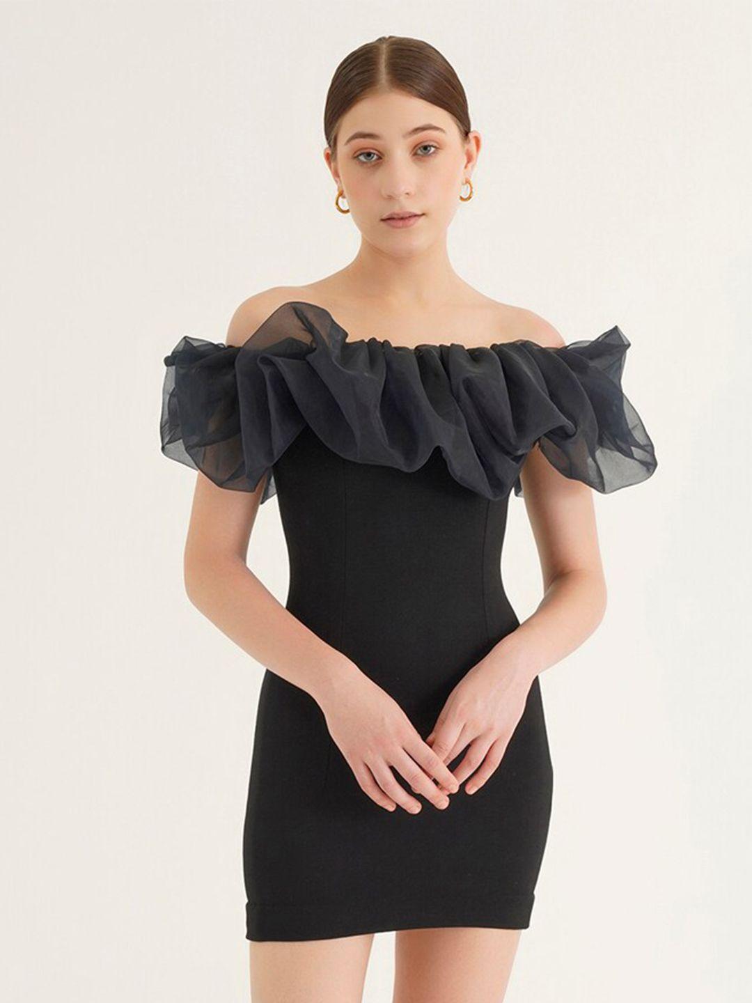 ipso facto off-shoulder flutter sleeves ruffles bodycon mini dress