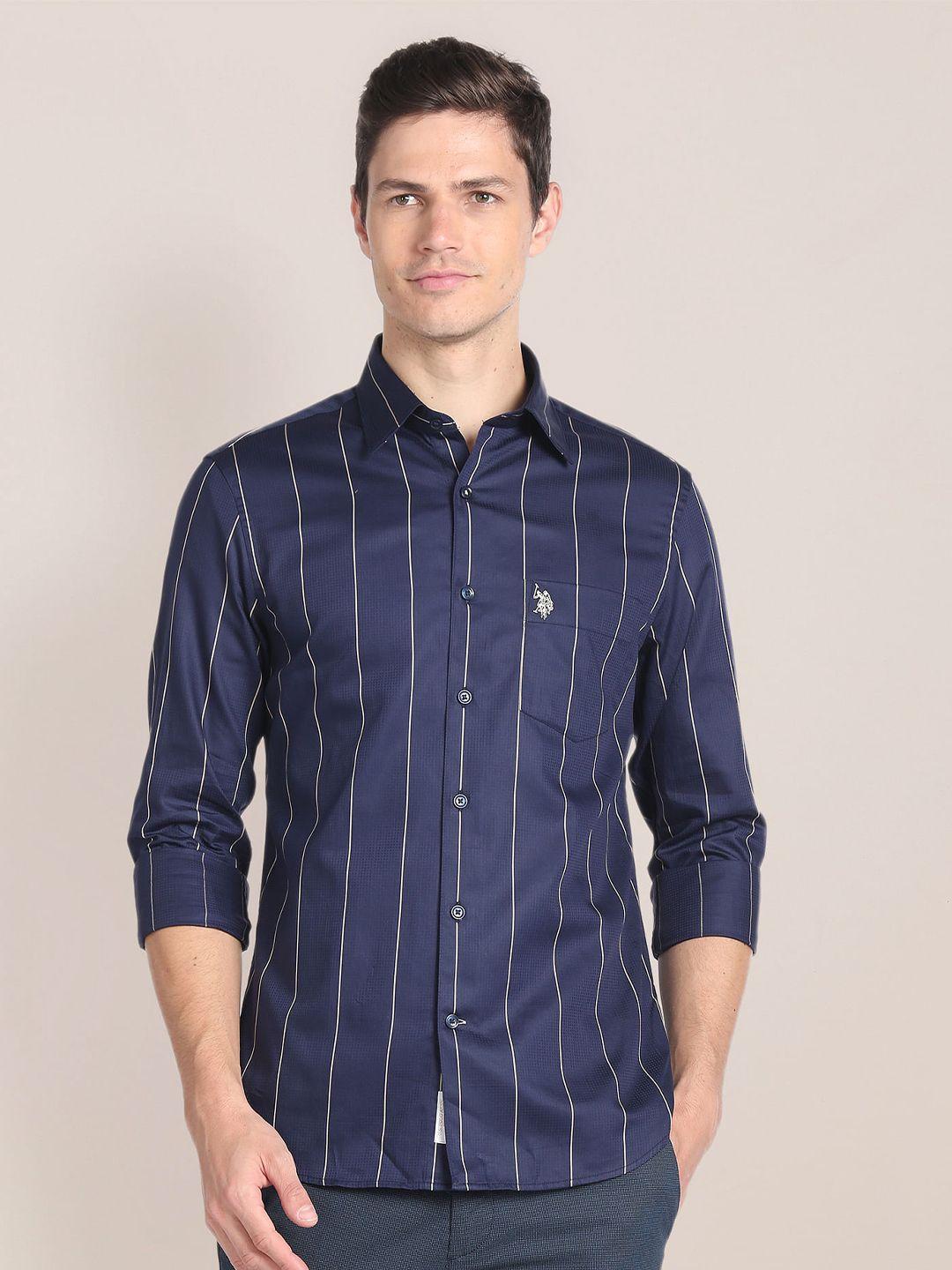 u.s. polo assn. vertical stripes cotton casual shirt