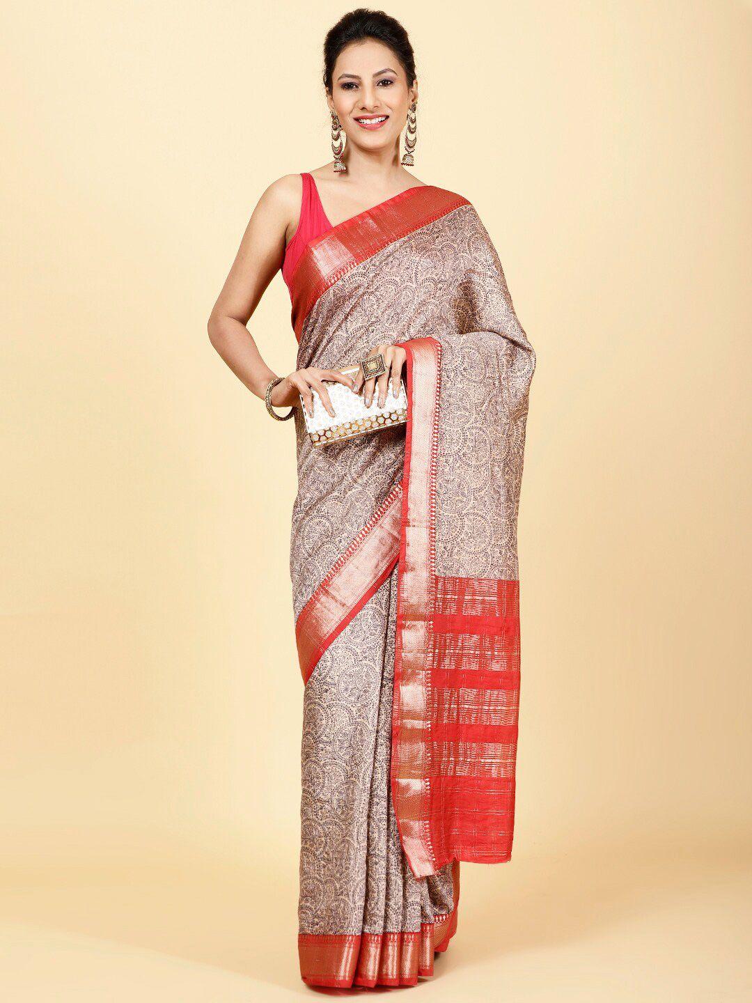 meena bazaar ethnic motifs printed zari saree