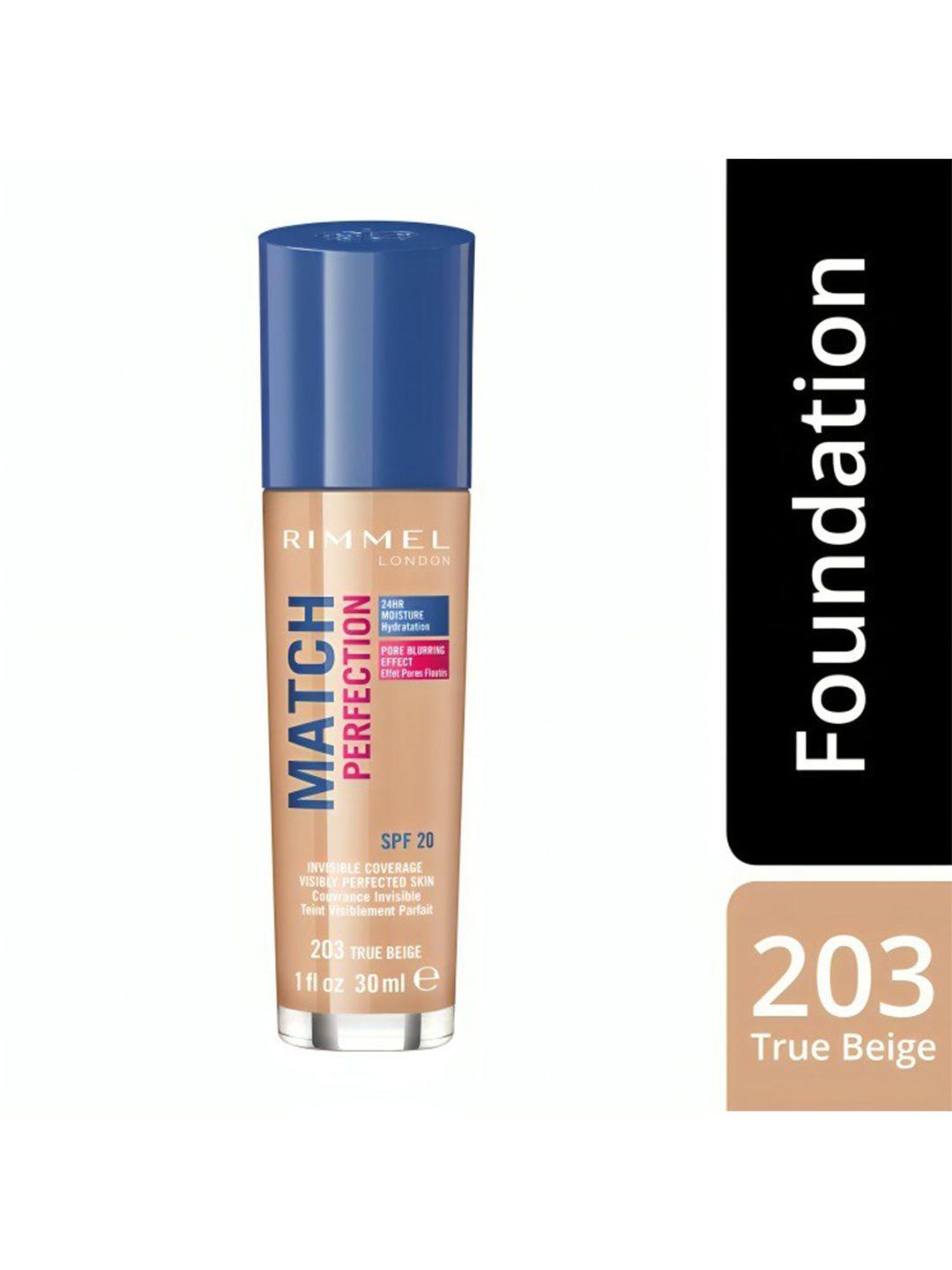 rimmel london match perfection spf 20 foundation 30 ml - true beige 203