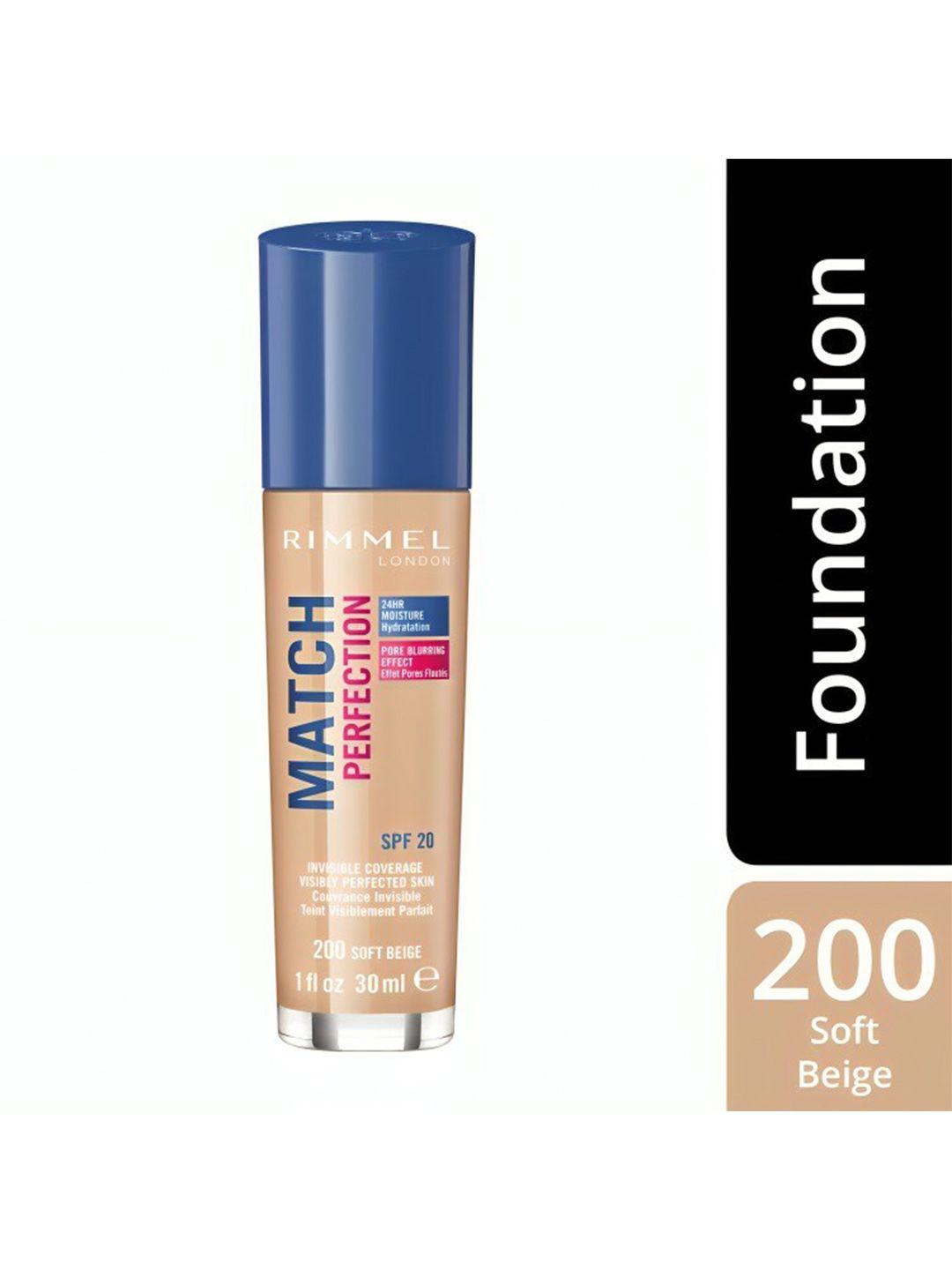 rimmel london match perfection spf 20 foundation 30 ml - soft beige 200