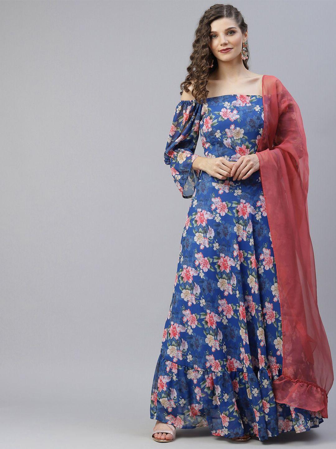 aks floral printed lehenga choli & dupatta