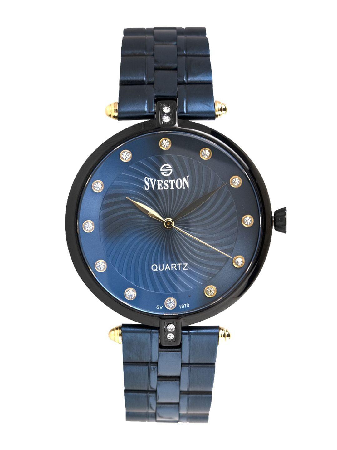 sveston women bracelet style straps analogue watch sv-1970lbl3