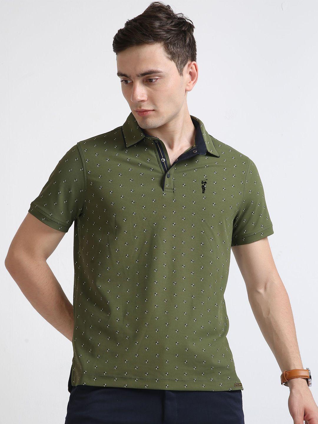 stellers micro disty printed polo collar sports t-shirt