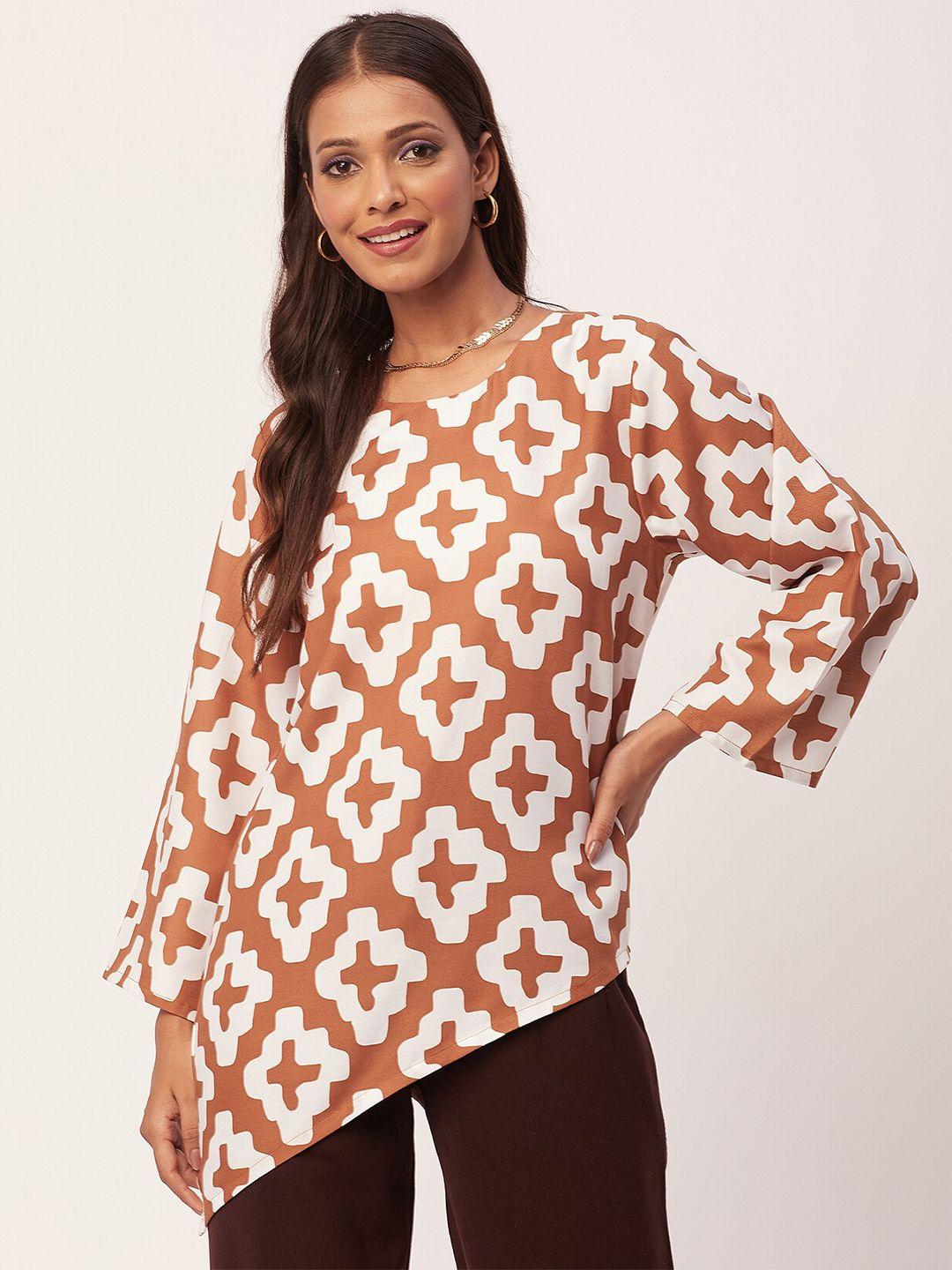 moomaya geometric printed asymmetric top