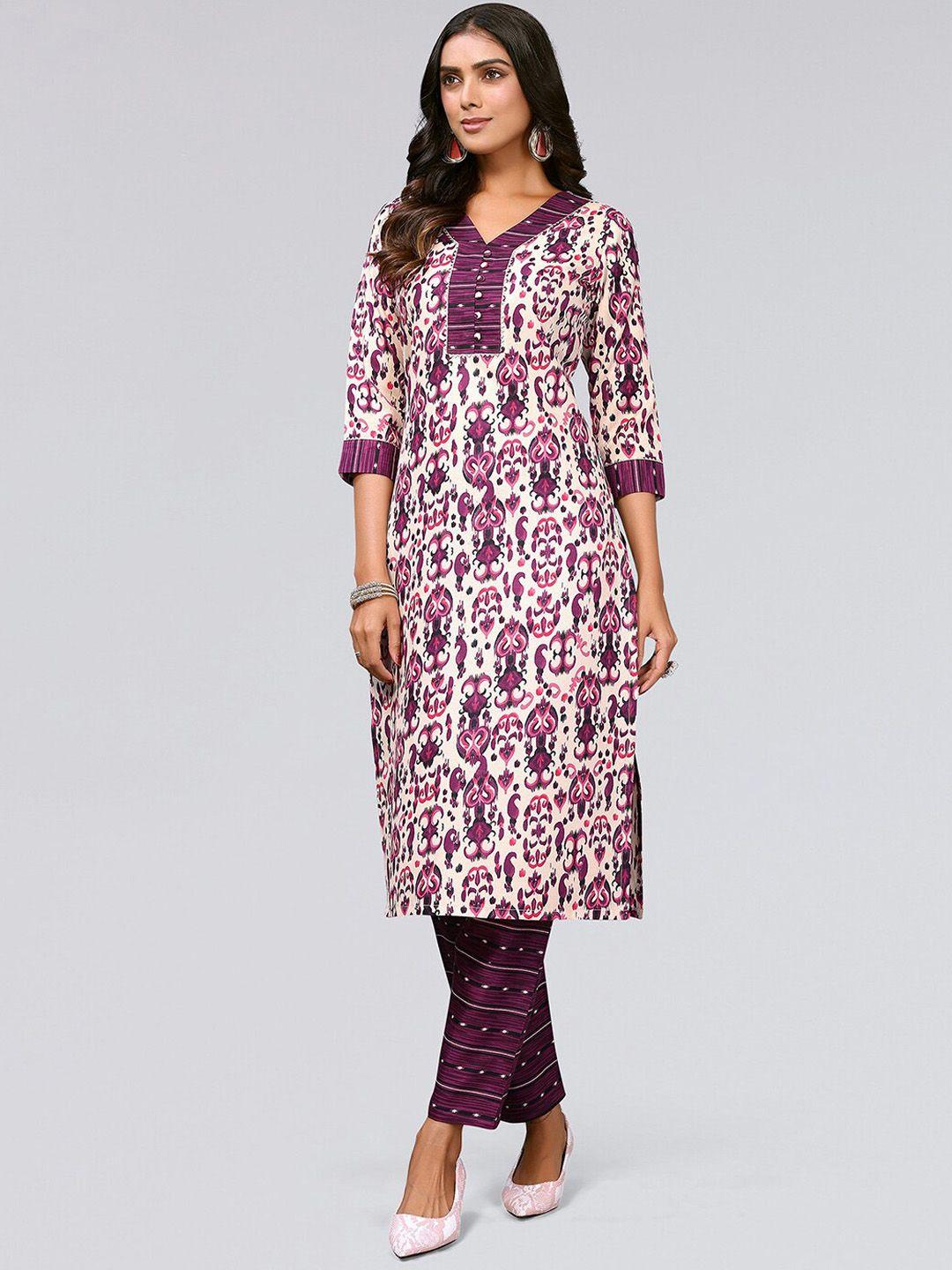 kalini ethnic motifs printed gotta patti kurta with trousers