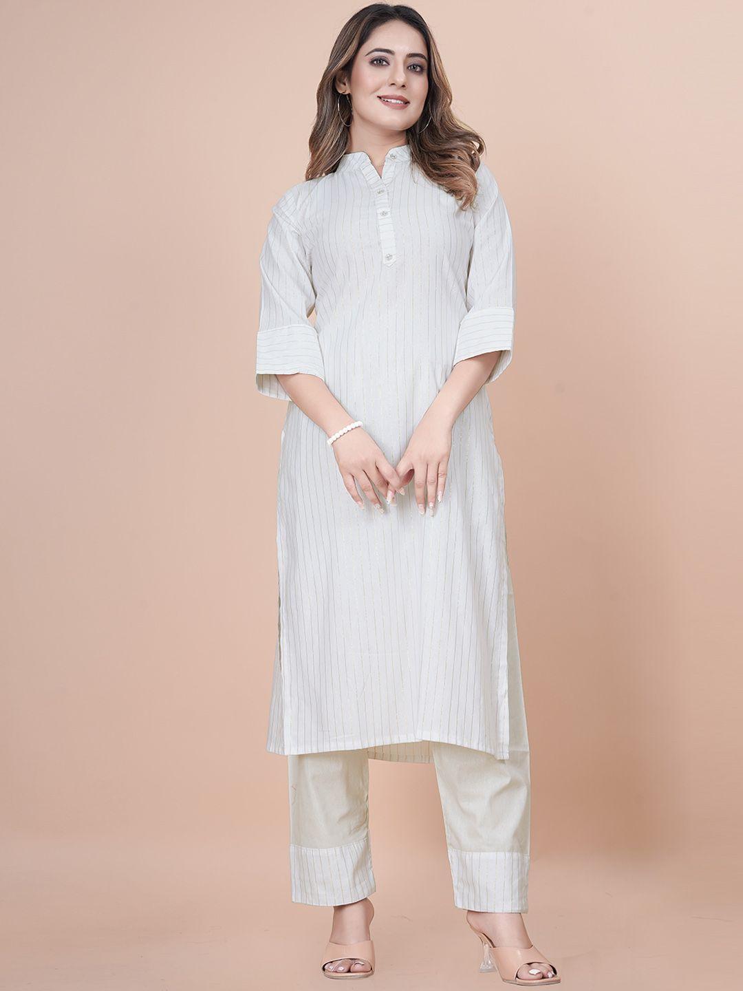 kalini striped straight pure cotton kurta with trousers