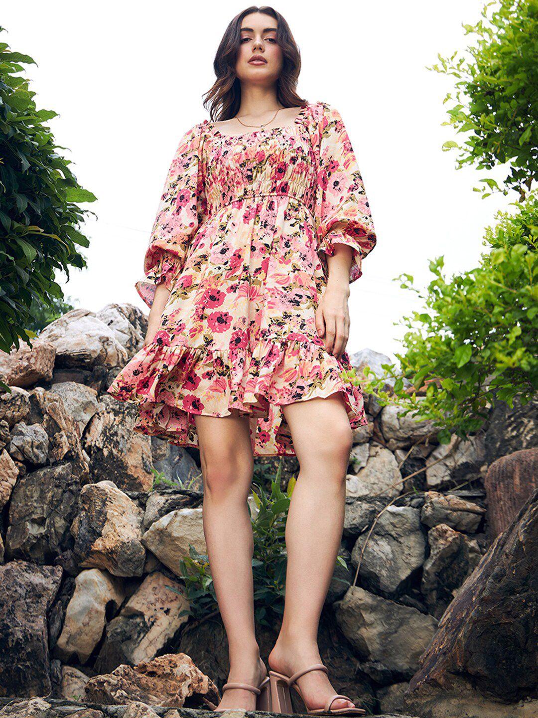 kassually floral printed fit and flare dress