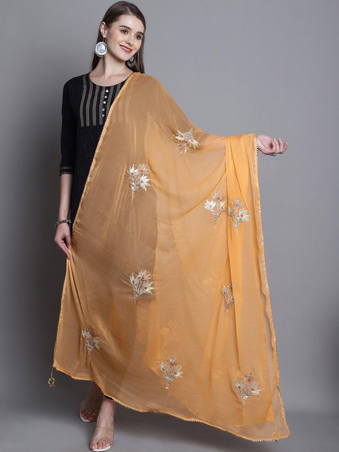 soundarya floral embroidered georgette dupatta with gotta patti