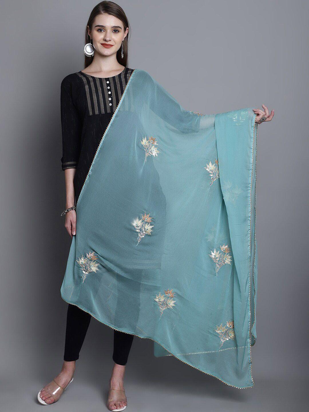 soundarya floral embroidered georgette dupatta with gotta patti