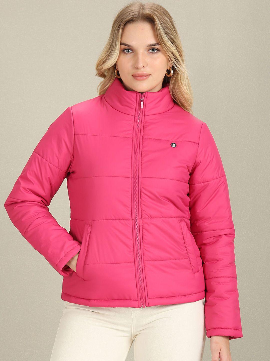 u.s. polo assn. women mock collar padded jacket with zip detail