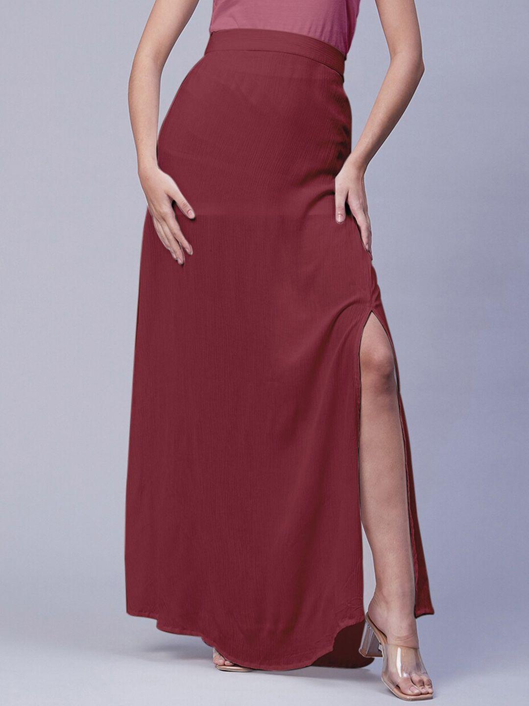 moomaya a-line front slit maxi asymmetrical skirt