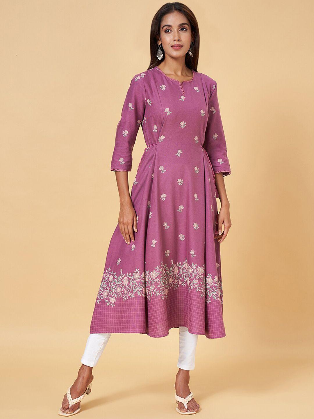 rangmanch by pantaloons floral embroidered anarkali kurta