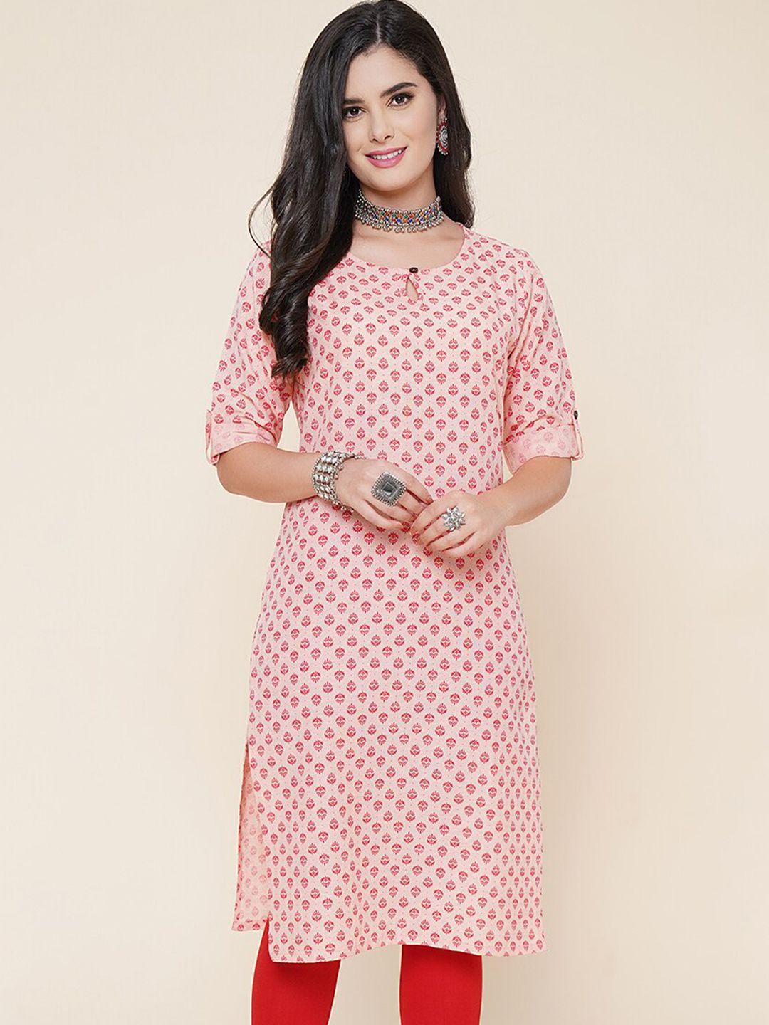 kalini ethnic motifs printed keyhole neck kurta