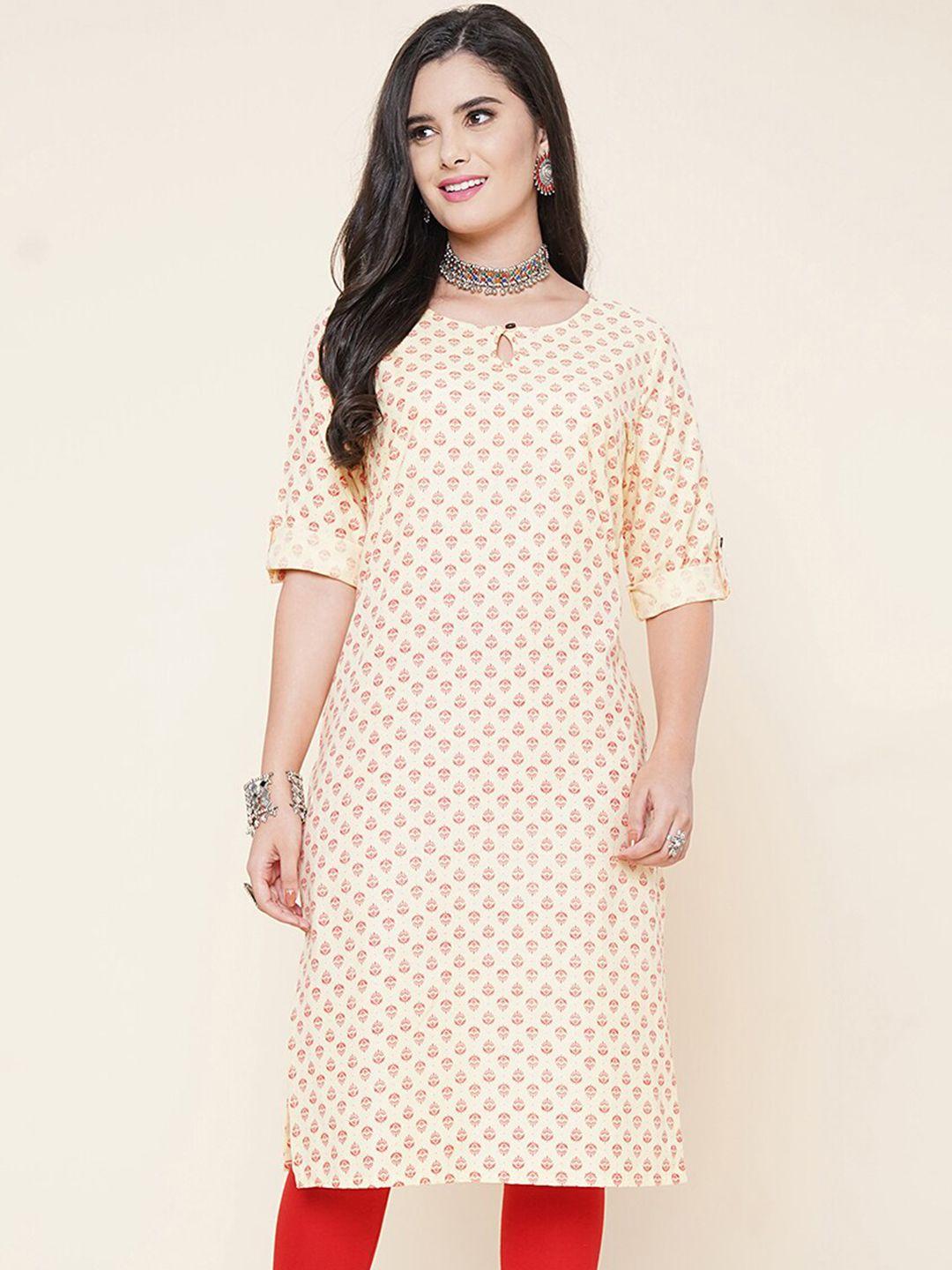 kalini ethnic motifs printed keyhole neck kurta