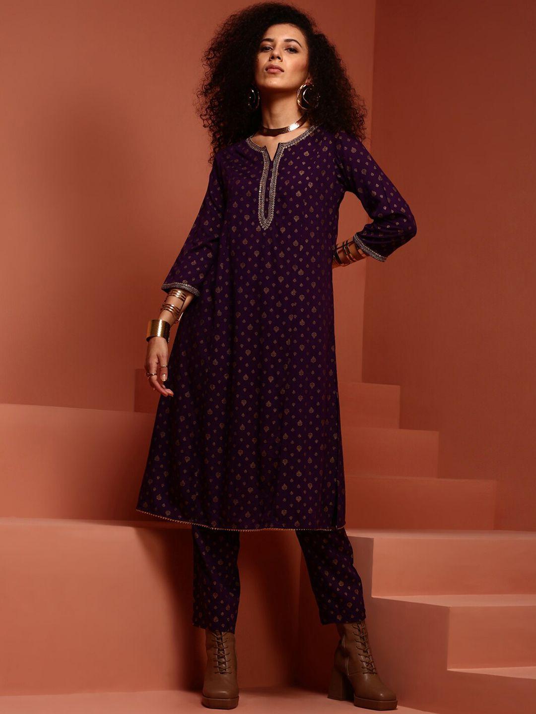 imara ethnic motifs printed gotta patti kurta with trousers