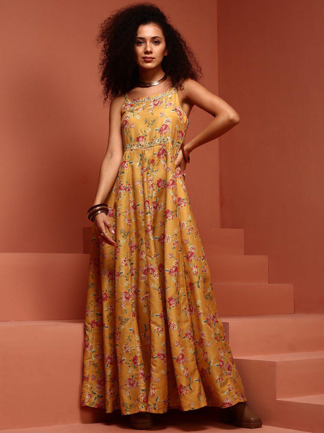 imara floral printed smocked maxi ethnic dress