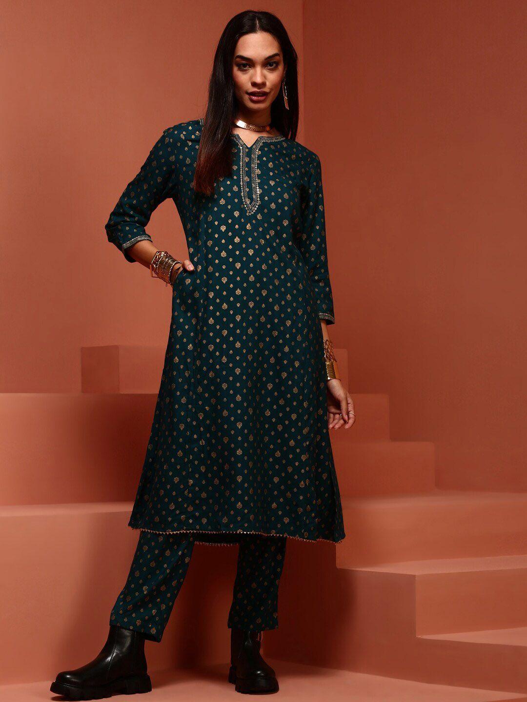 imara ethnic motifs printed straight kurta with trousers