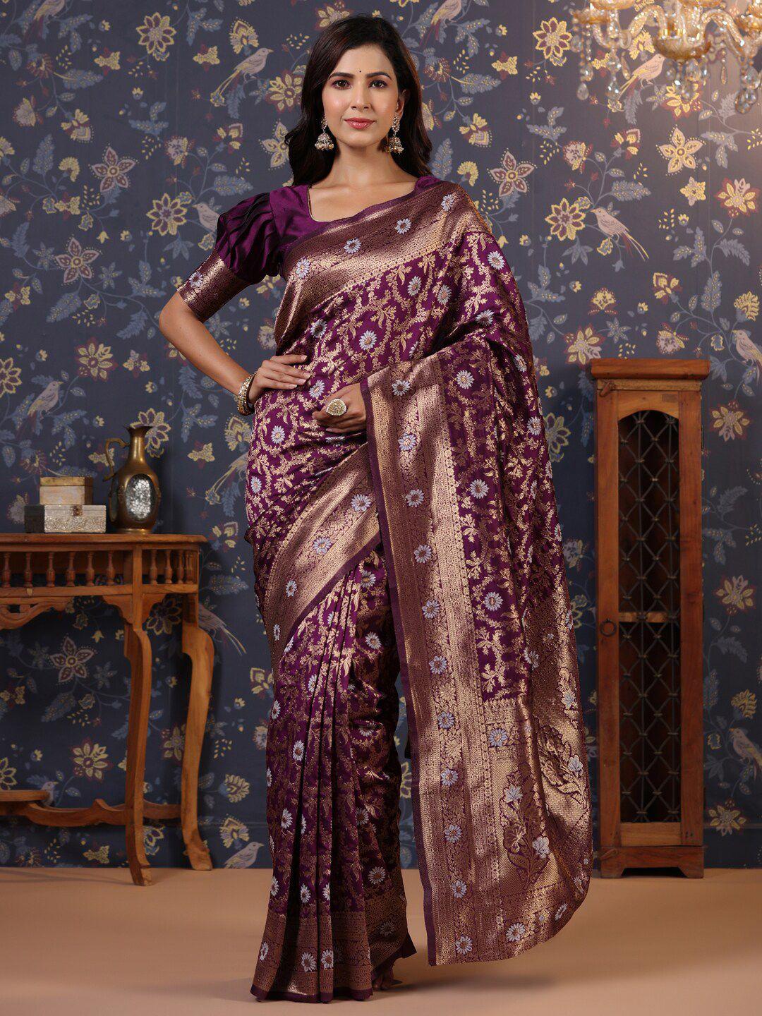 house of pataudi woven design pure silk saree with blouse piece