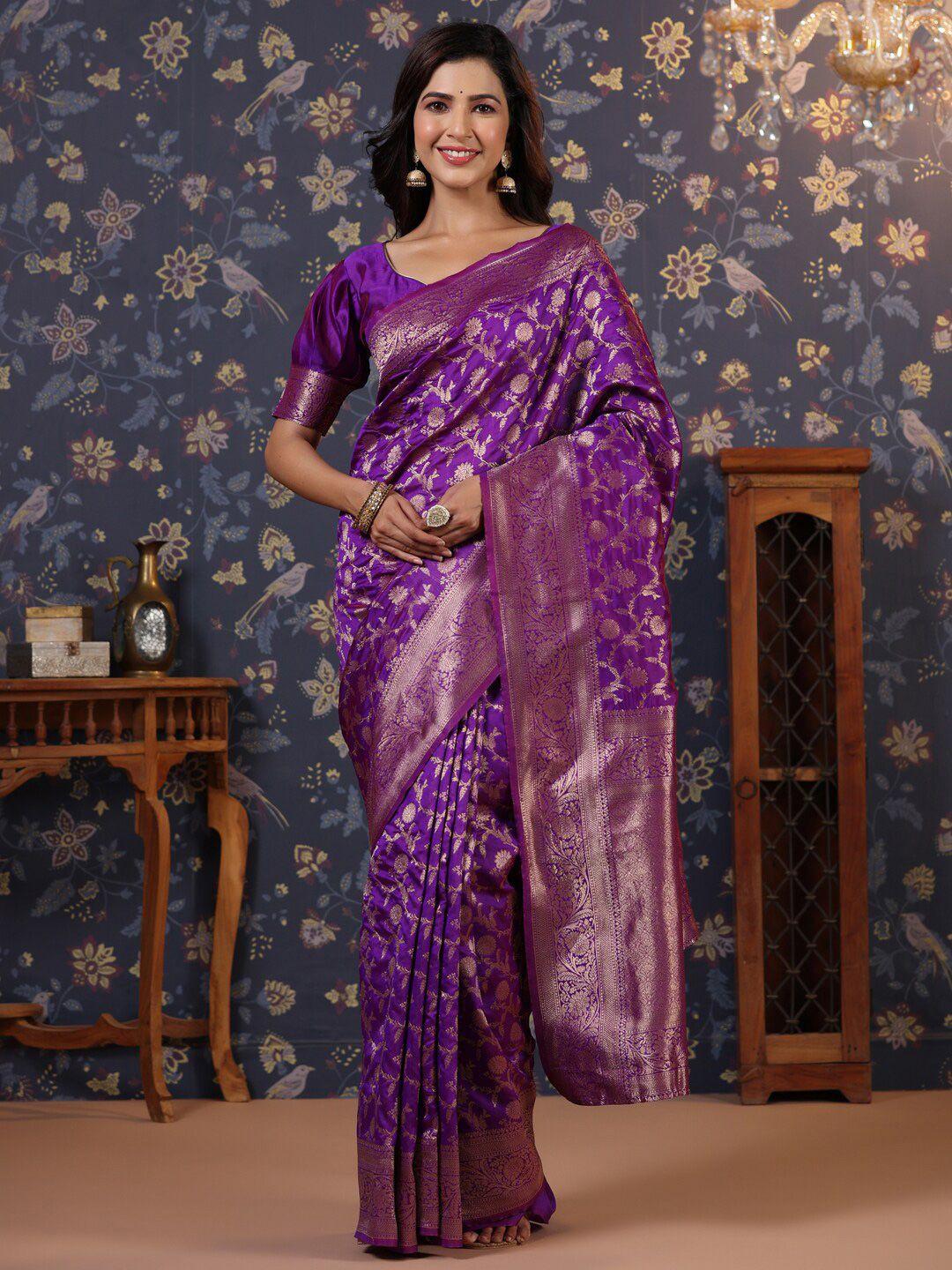 house of pataudi woven design pure silk saree with blouse piece