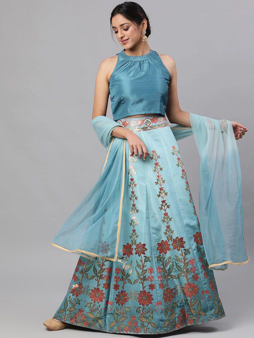 aks khari printed ready to wear lehenga & blouse with dupatta