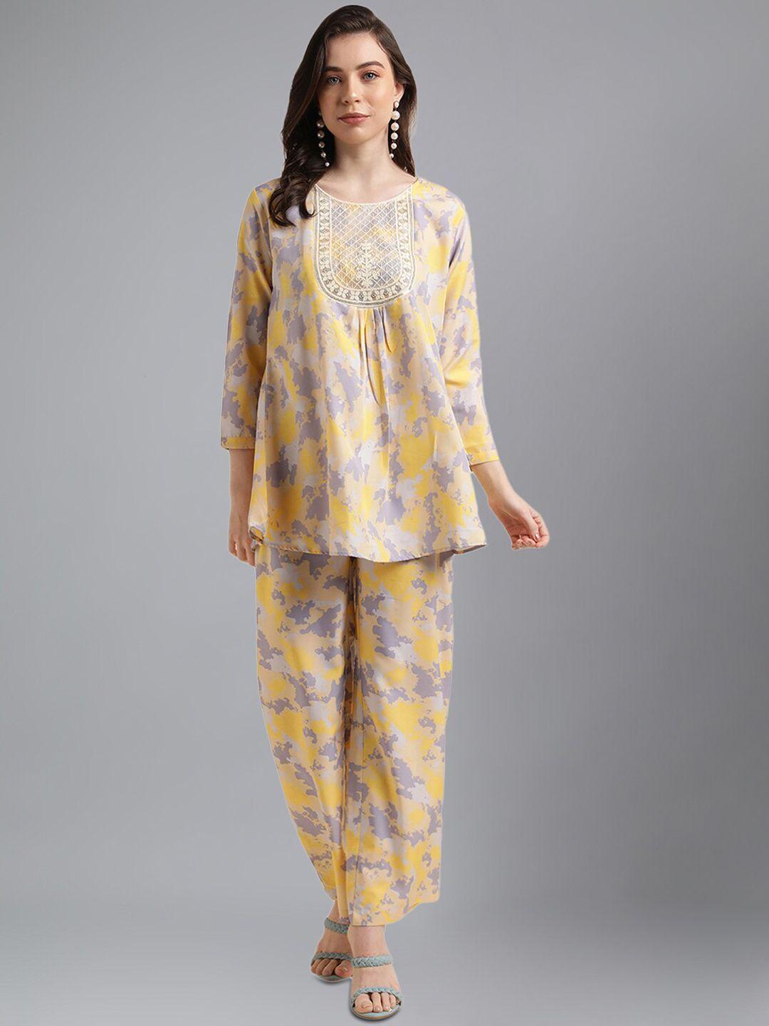 kalini printed embroidery top with trouser