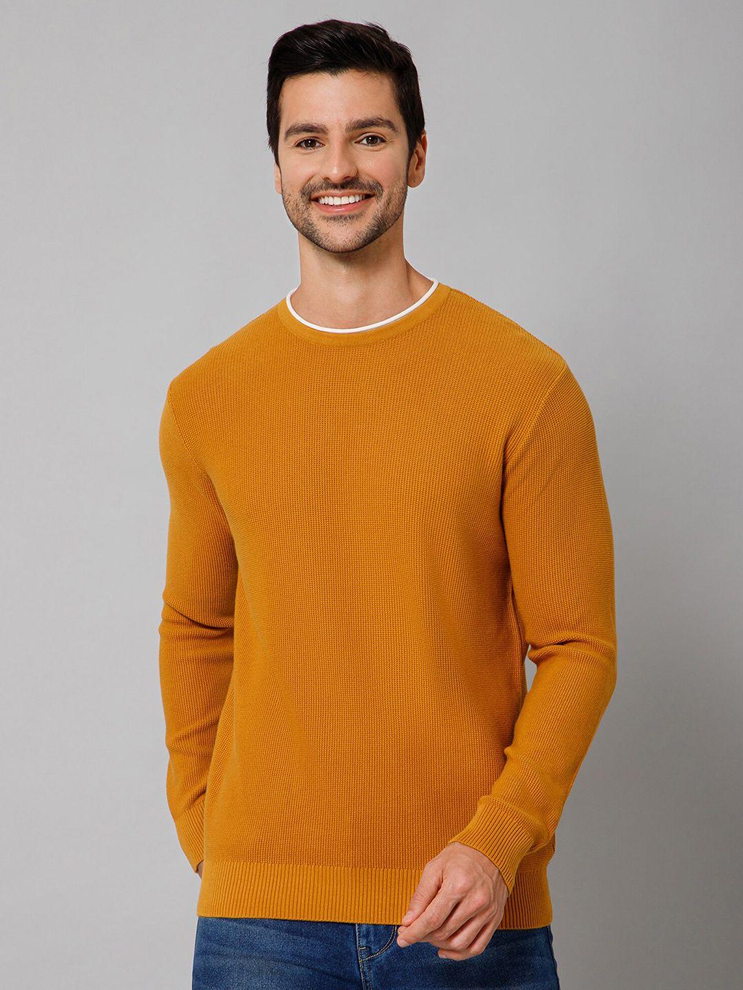 cantabil self design round neck acrylic sweater