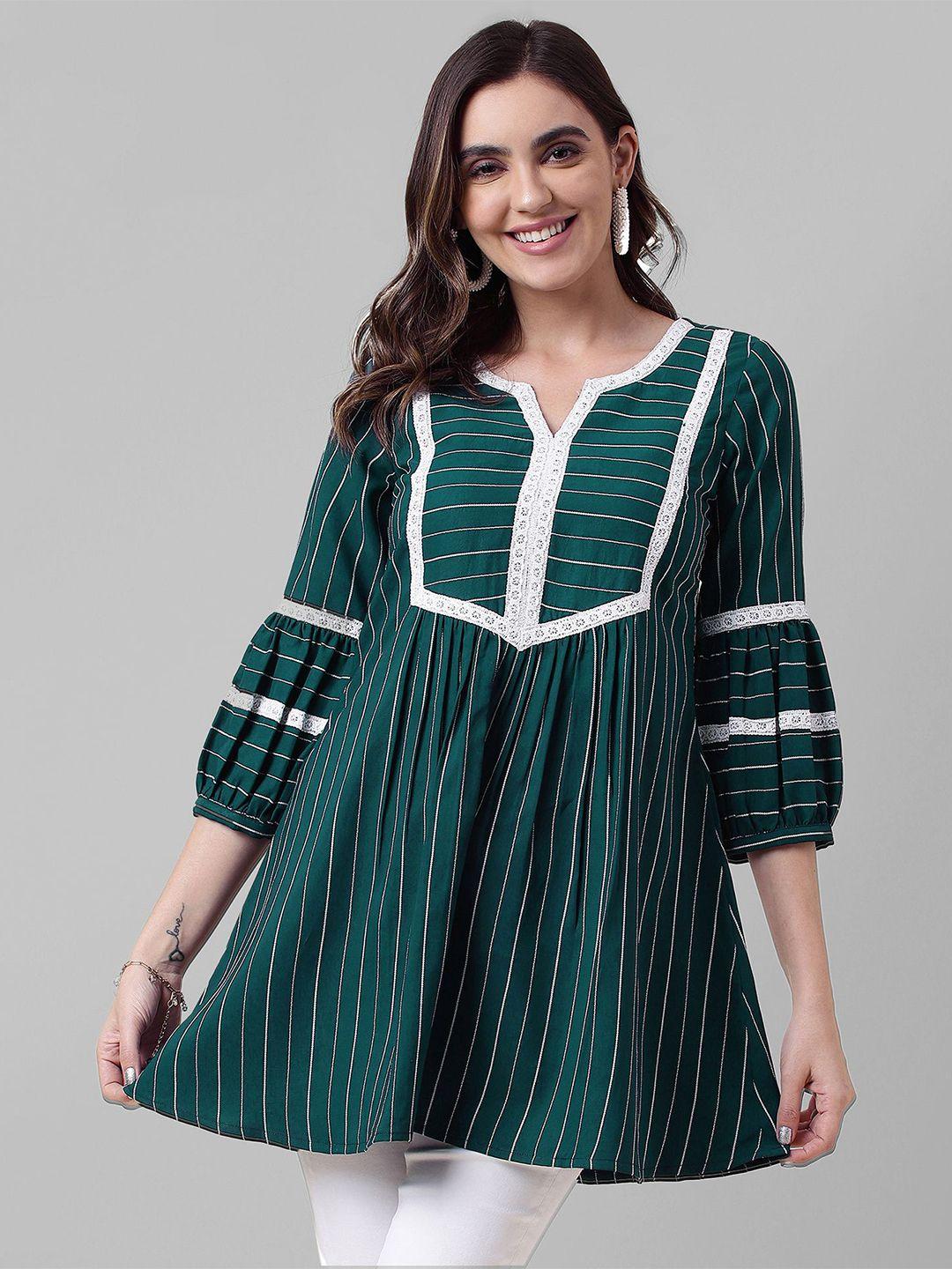 kalini striped notched round neck  anarkali kurti