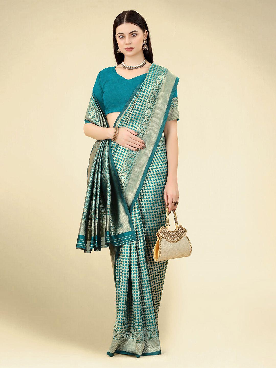 dwiza enterprise checked woven design zari banarasi saree