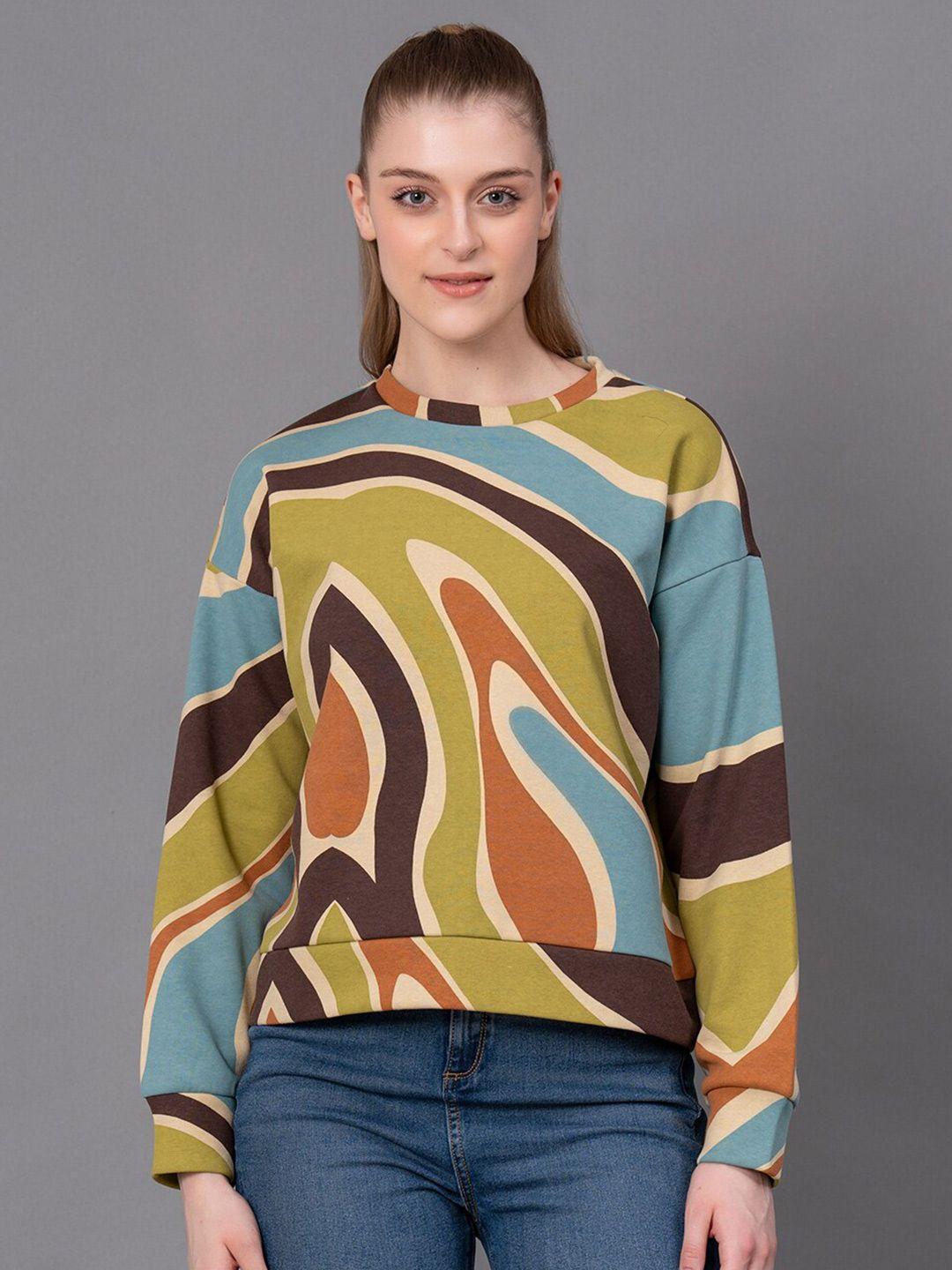 red tape abstract printed drop-shoulder sleeves sweatshirt