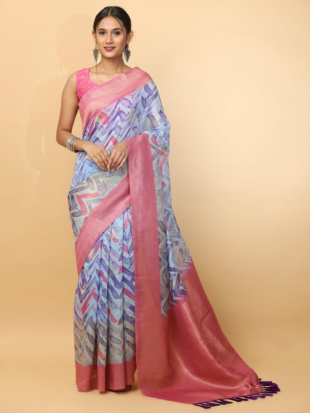 vastranand geometric printed zari detail saree