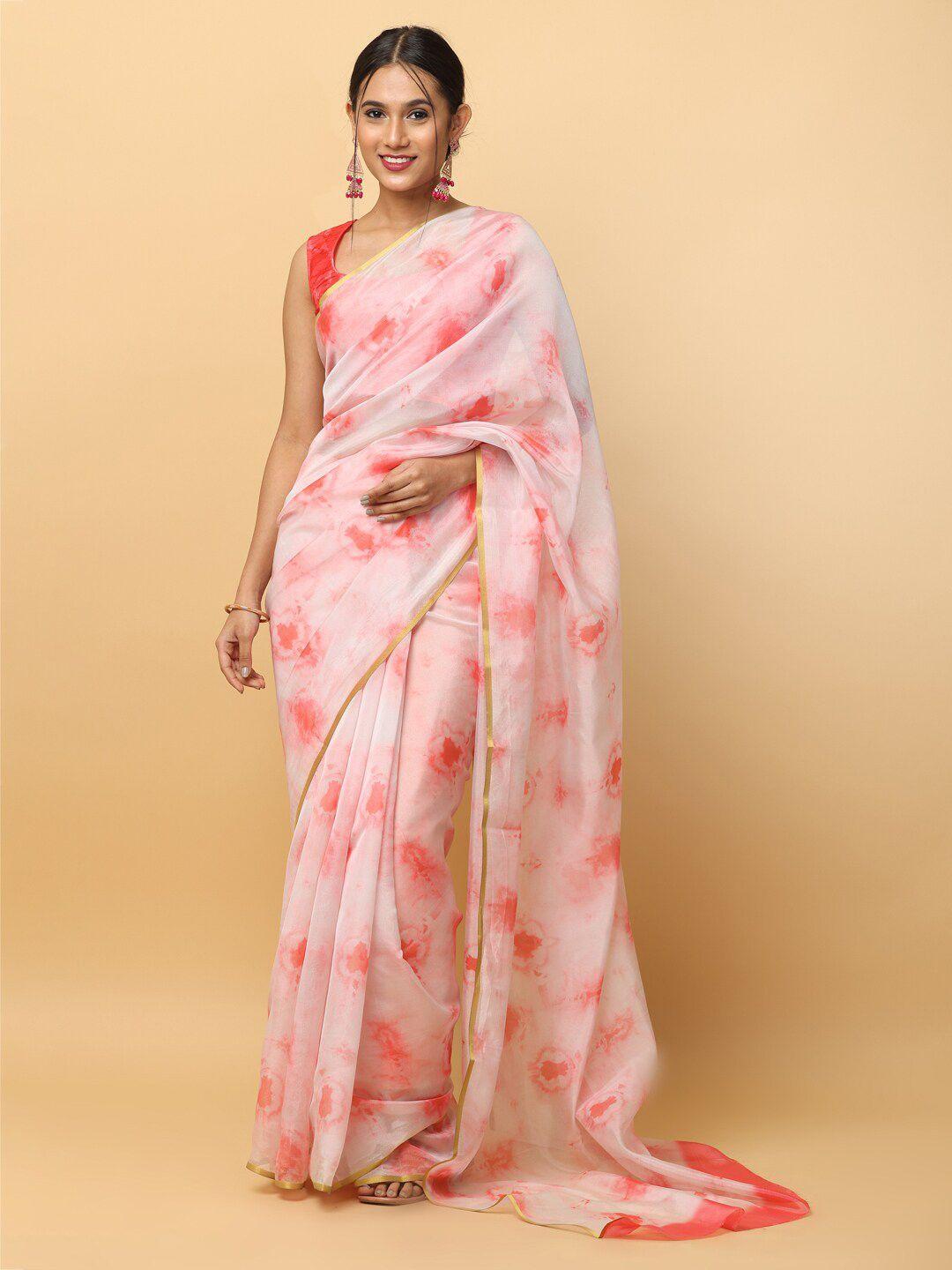 vastranand tie and dye zari chanderi saree