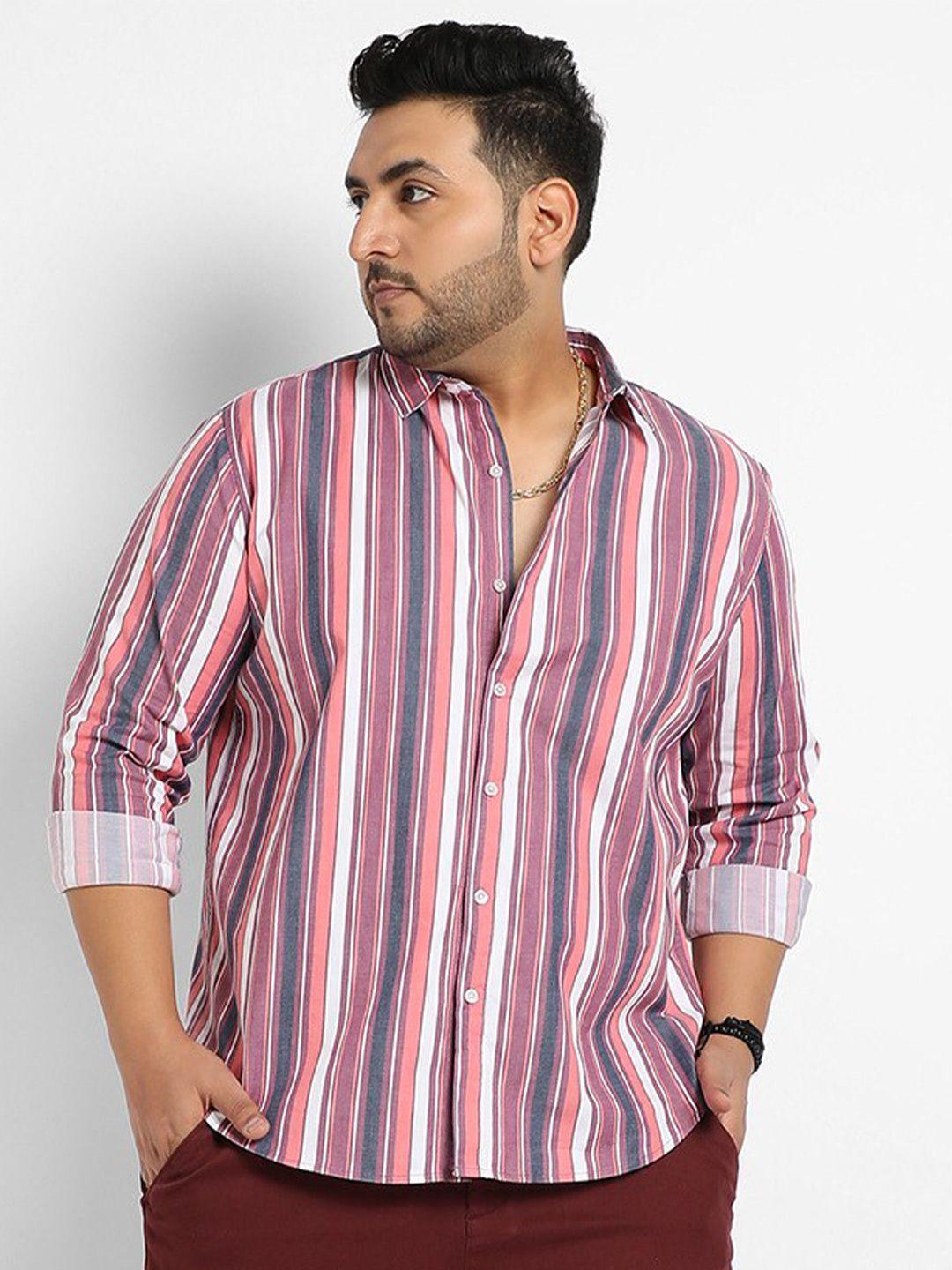 instafab plus plus size classic opaque striped casual shirt