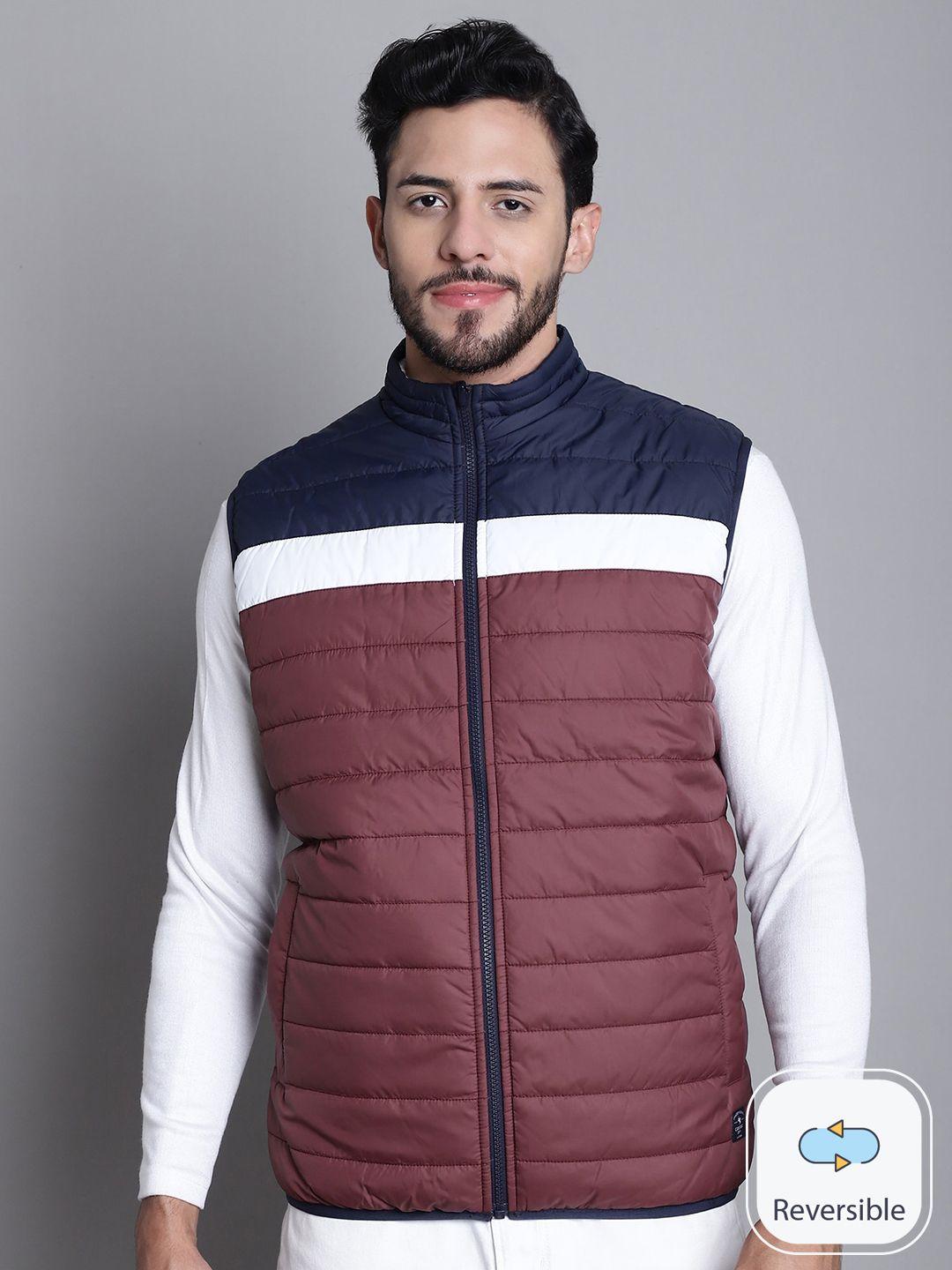 cantabil colourblocked reversible bomber jacket with zip detail