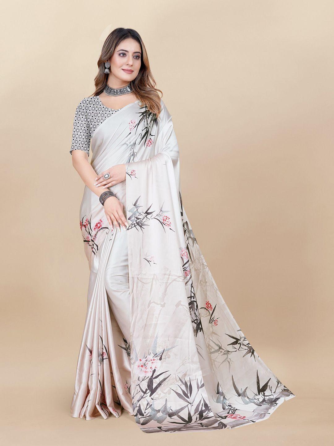 anouk floral printed satin saree