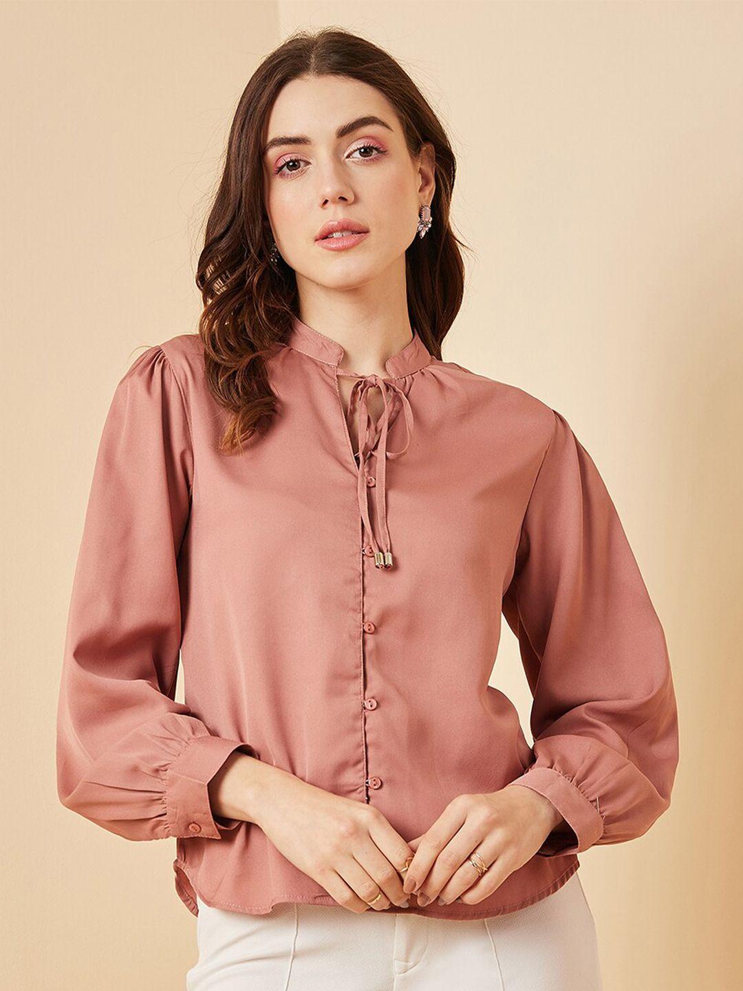 marie claire tie-up neck long sleeves shirt style top